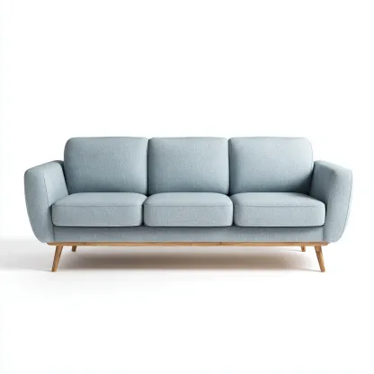Gerades Sofa Stoffpolster 208x84x88 cm - Hellblau - Modernes Design - Für Wohnzimmer-Domainota