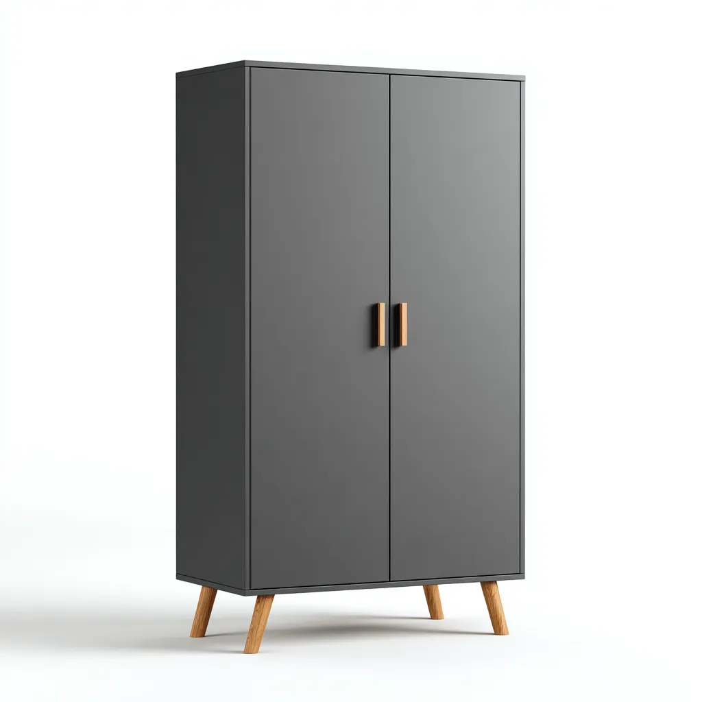 Kleiderschrank Holz 95x45x160 cm - dunkelgrau - für Schlafzimmer - skandinavisches Design-Domainota