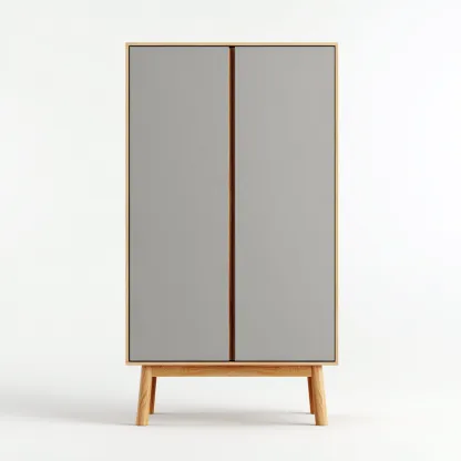 Kleiderschrank Holz 95x45x160 cm - hellgrau - für Schlafzimmer - skandinavisches Design-Domainota