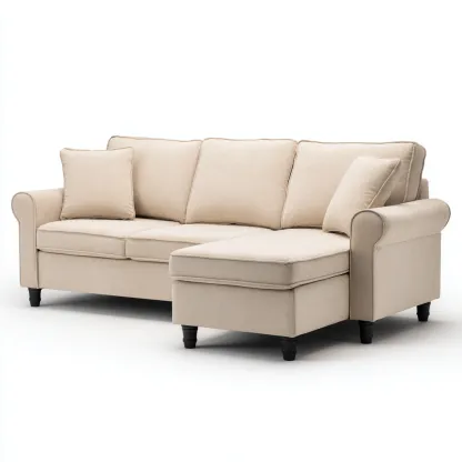 Ecksofa Stoffpolsterung 260x160x85 cm - beige - für Wohnzimmer - klassisches Design-Domainota