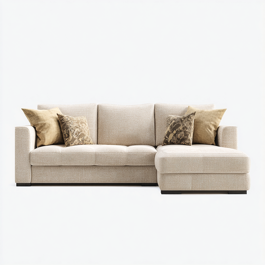 Ecksofa Stoff 260x160x85 cm - Beige - Modernes Design - Für Wohnzimmer-Domainota