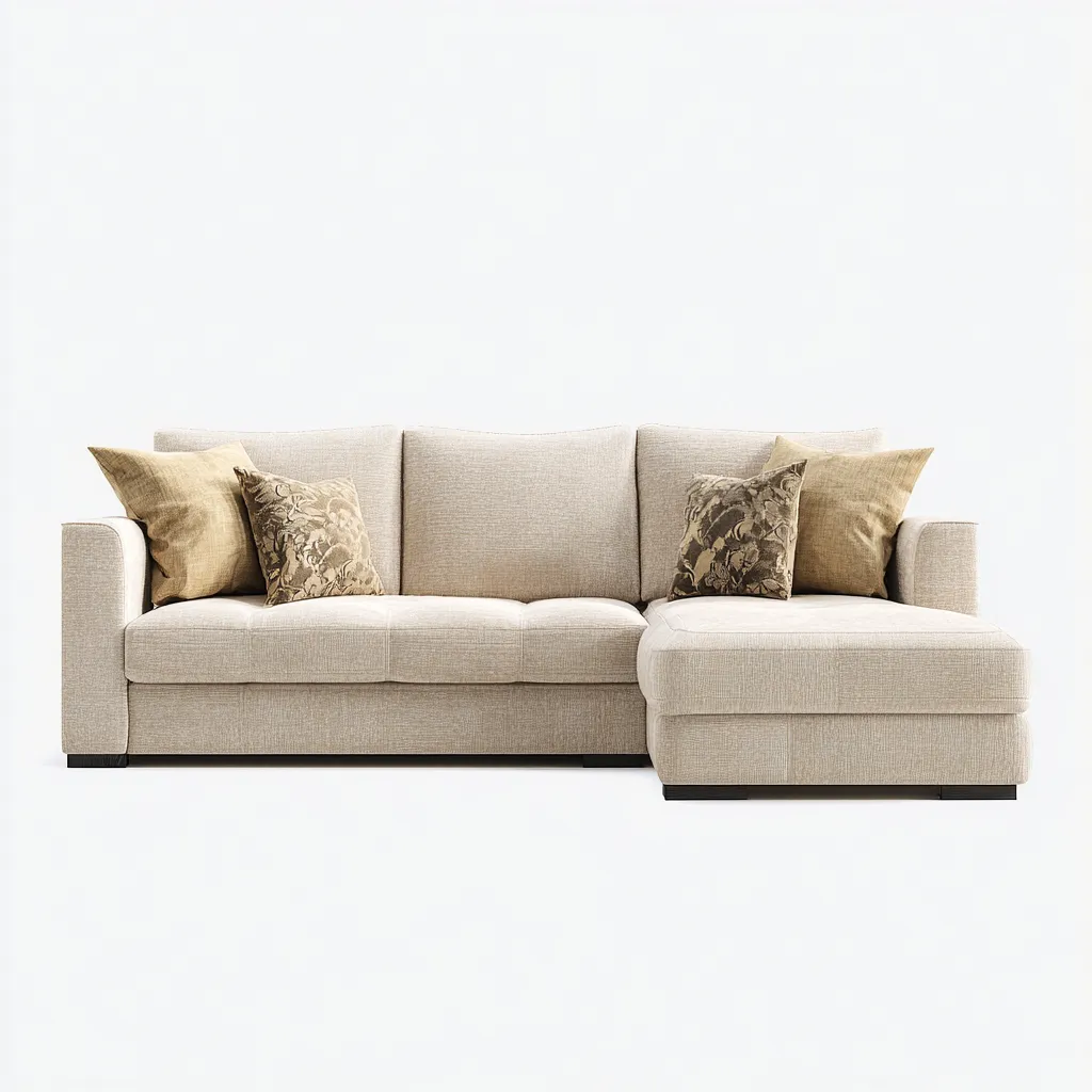 Ecksofa Stoff 260x160x85 cm - Beige - Modernes Design - Für Wohnzimmer-Domainota
