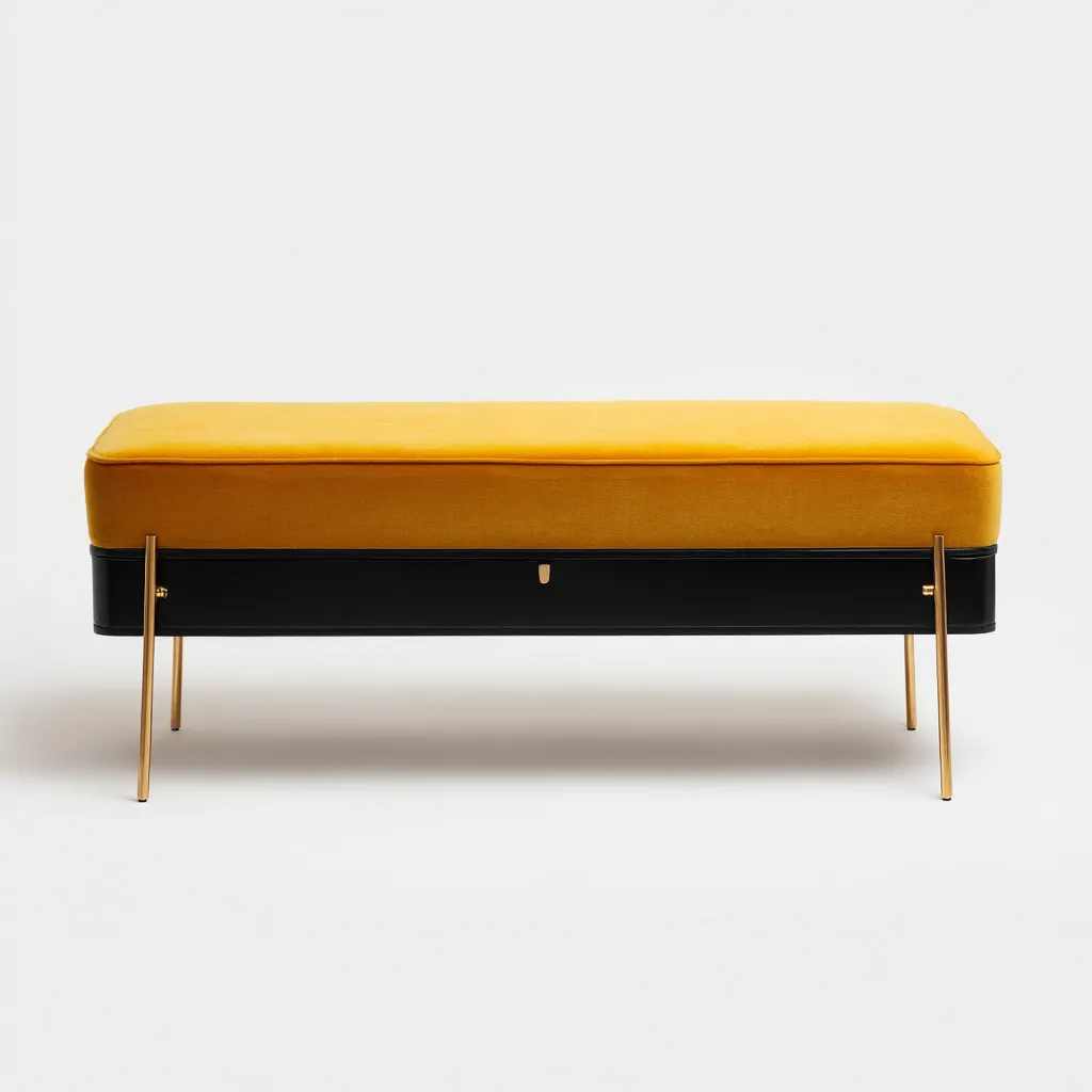 Eingangsbank Samt 120x40x48 cm - gelb - modernes Design für Flur-Domainota