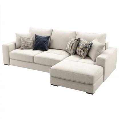 Ecksofa Stoff 270x170x85 cm - Hellbeige - Modernes Design - Für Wohnzimmer-Domainota