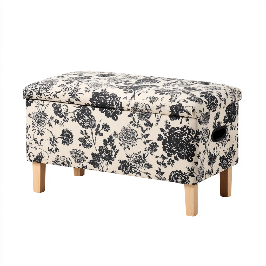 Eingangsbank Stoff 90x38x48 cm - beige gemustert - klassisches Design für Flur-Domainota