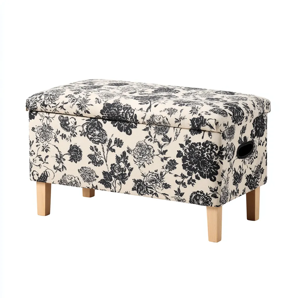 Eingangsbank Stoff 90x38x48 cm - beige gemustert - klassisches Design für Flur-Domainota