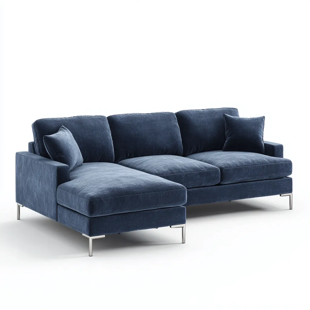 Ecksofa Samtpolsterung 260x165x85 cm - dunkelblau - für Wohnzimmer - modernes Design-Domainota
