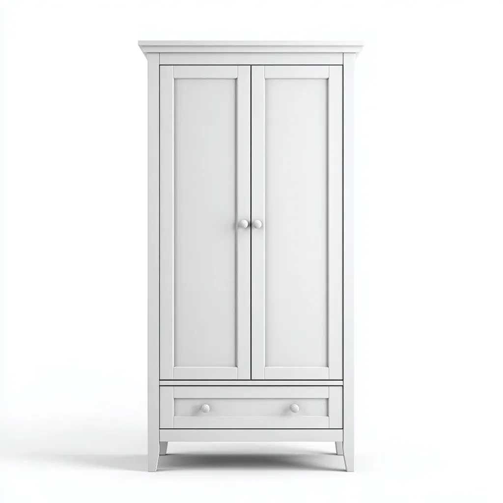 Kleiderschrank Holz 100x55x185 cm - weiß - für Schlafzimmer mit Schublade und klassischem Design-Domainota