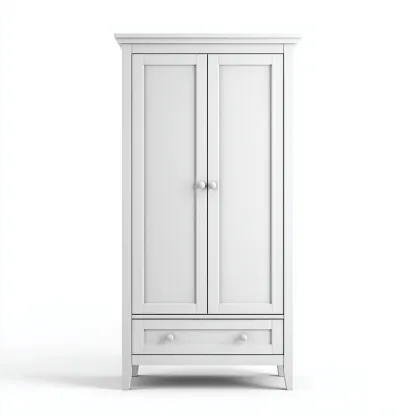 Kleiderschrank Holz 100x55x185 cm - weiß - für Schlafzimmer mit Schublade und klassischem Design-Domainota