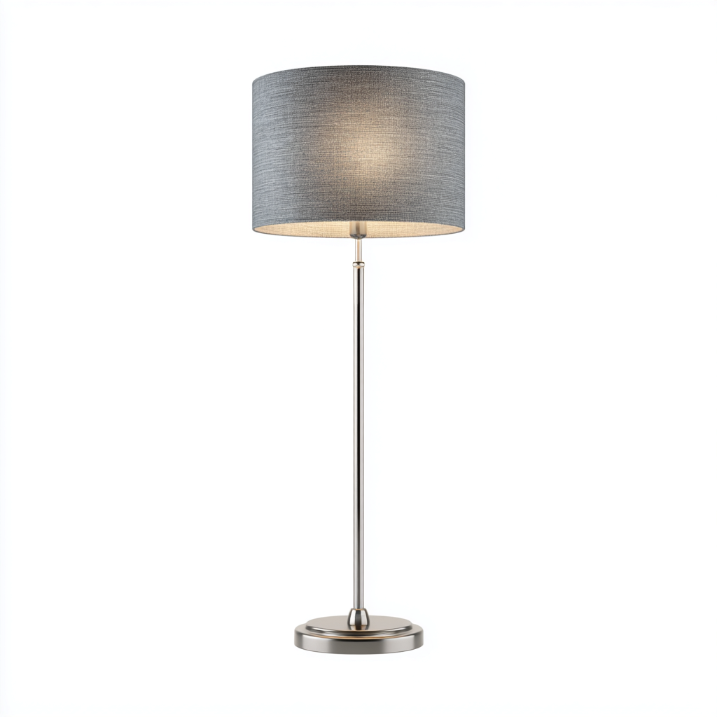 Stehlampe - Metall - Textil - 30x30x150 cm - Grau - Silber - Modernes Design für Wohnzimmer - Schlafzimmer-Domainota