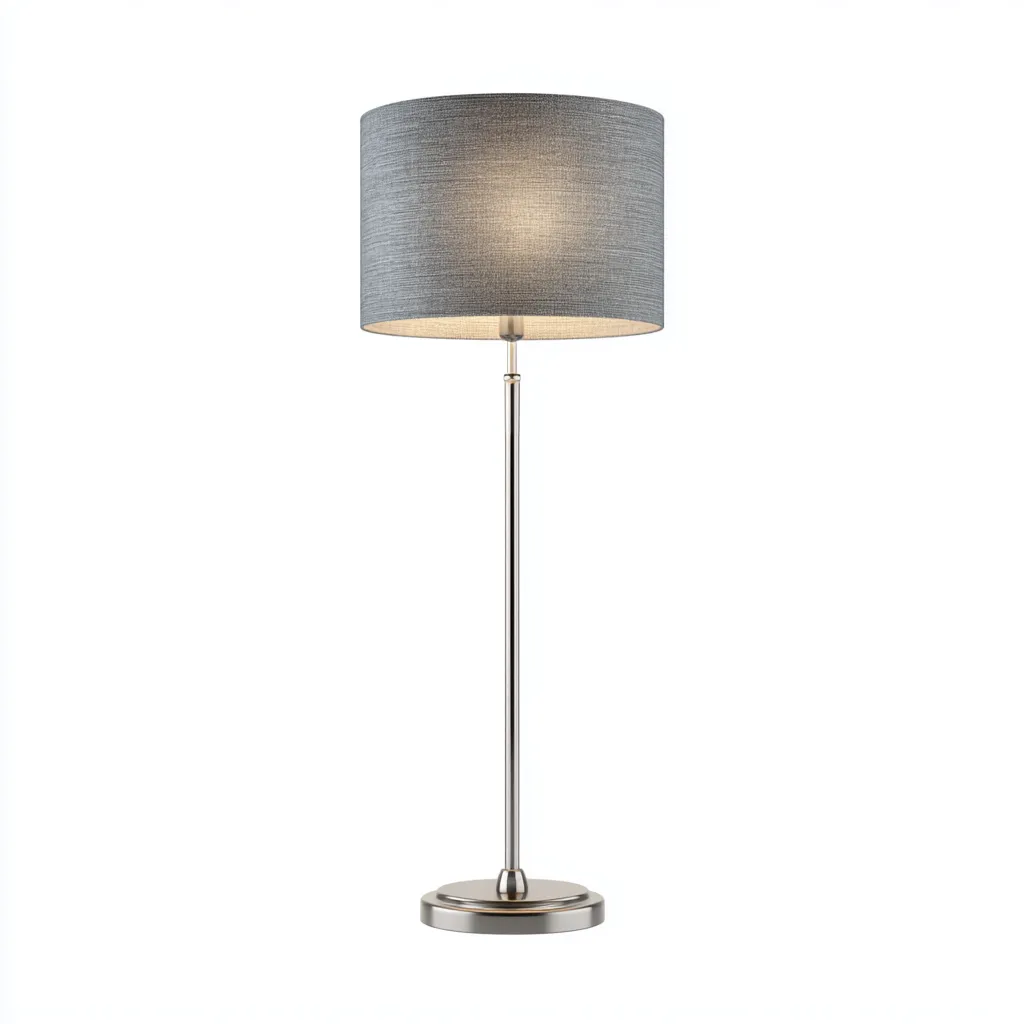 Stehlampe - Metall - Textil - 30x30x150 cm - Grau - Silber - Modernes Design für Wohnzimmer - Schlafzimmer-Domainota
