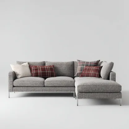 Ecksofa Stoff 250x160x80 cm - Grau - Modernes Design mit Karokissen - Für Wohnzimmer-Domainota