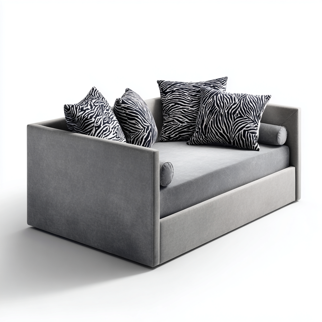 Schlafsofa-Samt-210x100x90 cm-Grau-für Schlafzimmer-Modernes Design-Domainota