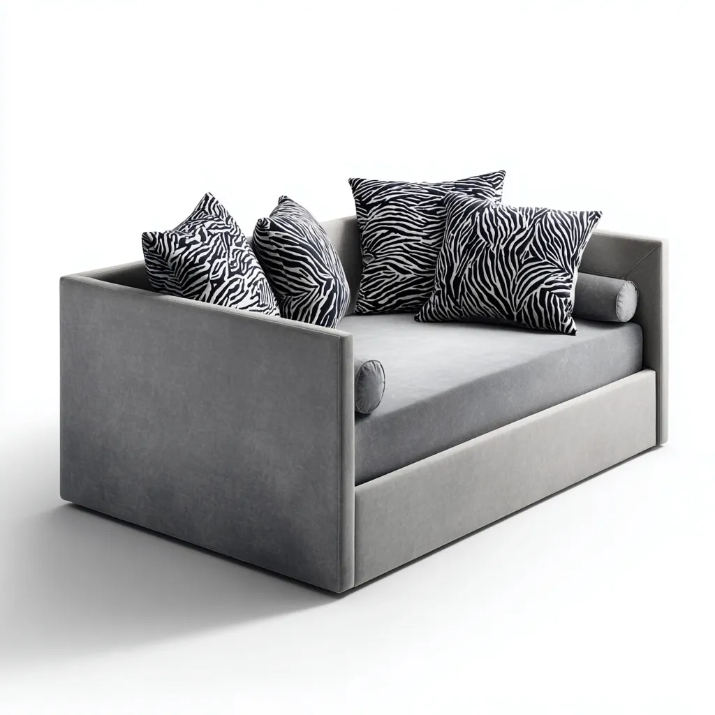Schlafsofa-Samt-210x100x90 cm-Grau-für Schlafzimmer-Modernes Design-Domainota