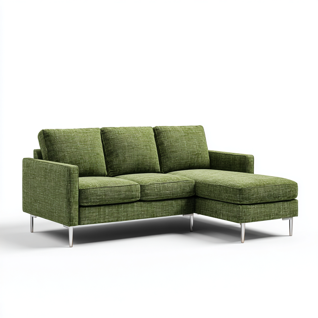 Ecksofa Stoff 255x155x85 cm - Olivgrün - Modernes Design - Für Wohnzimmer-Domainota