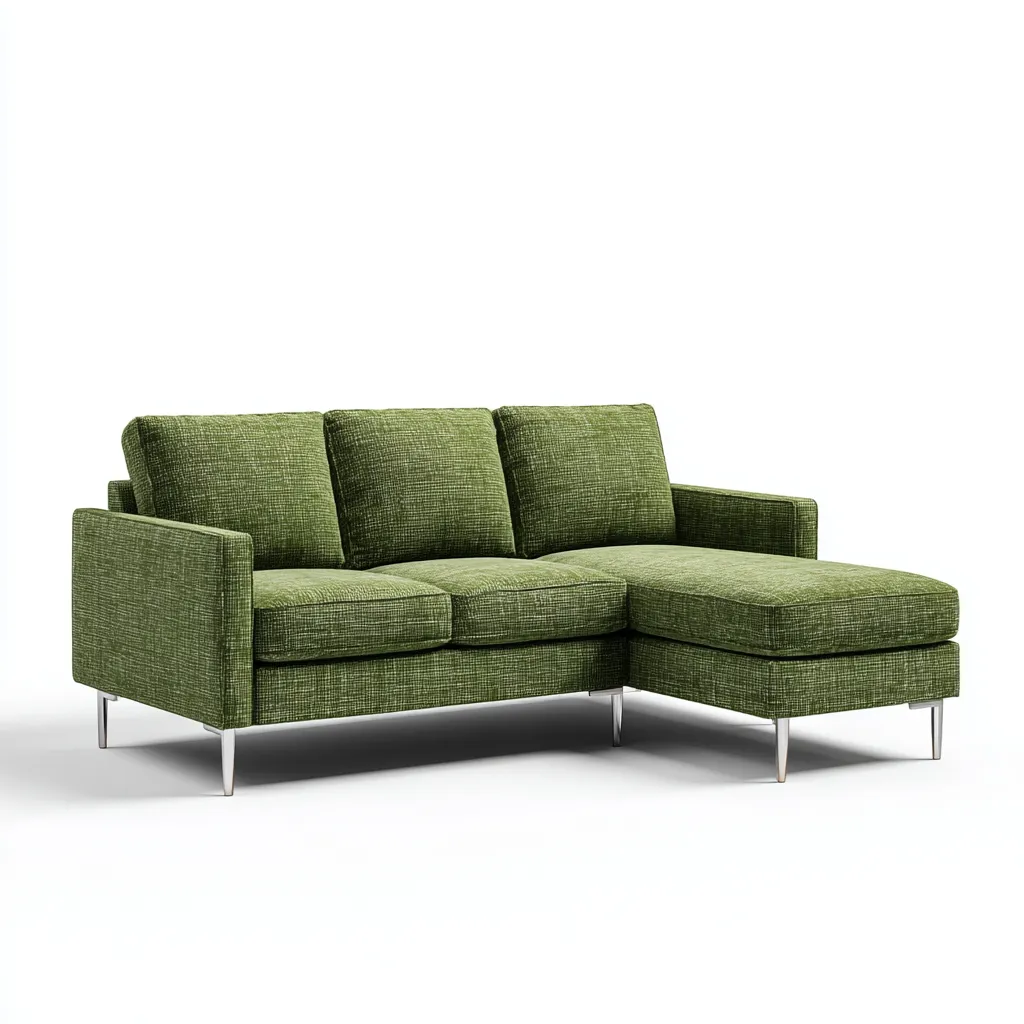 Ecksofa Stoff 255x155x85 cm - Olivgrün - Modernes Design - Für Wohnzimmer-Domainota