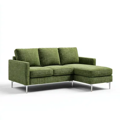 Ecksofa Stoff 255x155x85 cm - Olivgrün - Modernes Design - Für Wohnzimmer-Domainota