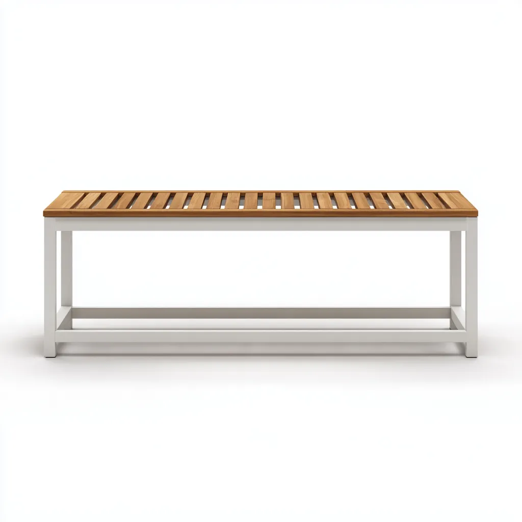 Gartenbank 120x40x45 cm - Holz und Metall - naturfarben - weiß - geeignet für den Außenbereich - minimalistisches Design-Domainota