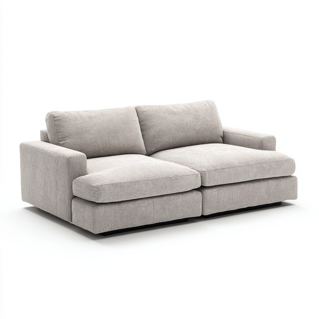 Gerades Sofa Cordstoff 210x100x85 cm - Hellgrau - Skandinavischer Stil - Für Wohnzimmer-Domainota