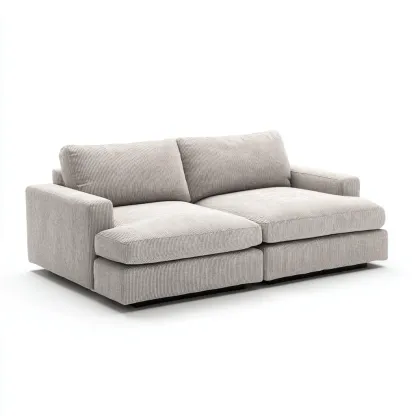 Gerades Sofa Cordstoff 210x100x85 cm - Hellgrau - Skandinavischer Stil - Für Wohnzimmer-Domainota