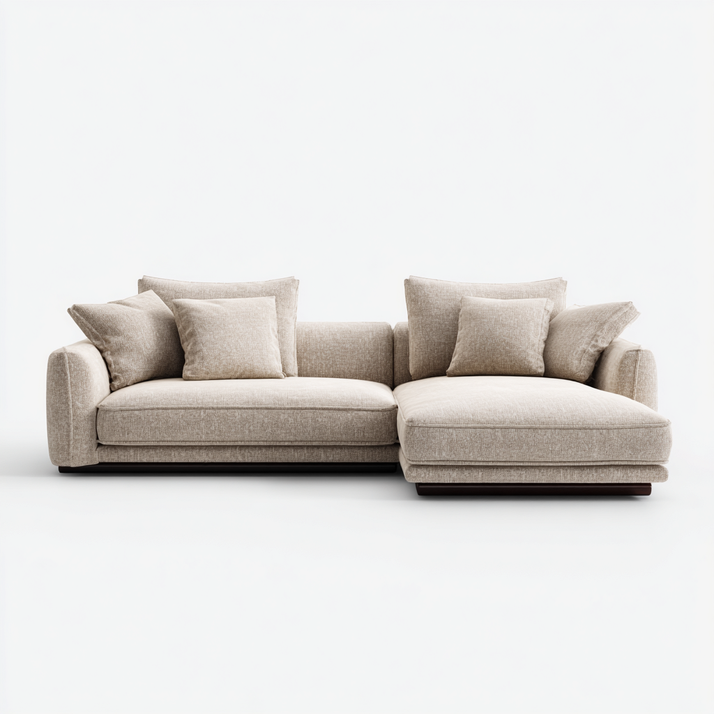 Ecksofa Stoff 265x165x85 cm - Creme - Modernes Komfortdesign - Für Wohnzimmer-Domainota