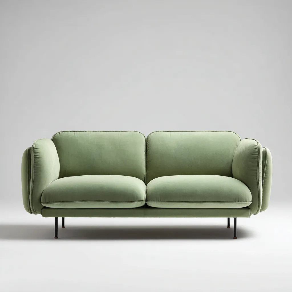 Gerades Sofa Stoffpolster 185x90x82 cm - Hellgrün - Modernes Design - Für Wohnzimmer-Domainota