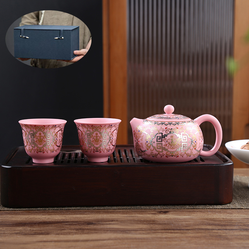 TEAGIFT Raw Ore Green Clay Yixing Teapot – High-End Phoenix Song Xishi Teapot, 1 Pot 2 Cups Chinese Style Kung Fu Tea Set for Home