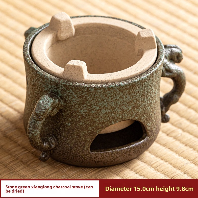 TEAGIFT Ceramic Clay Charcoal Tea Stove – Vintage Kung Fu Tea Boiler with Ceramic Kettle, Health-Preserving Pot for Home Tea Room
