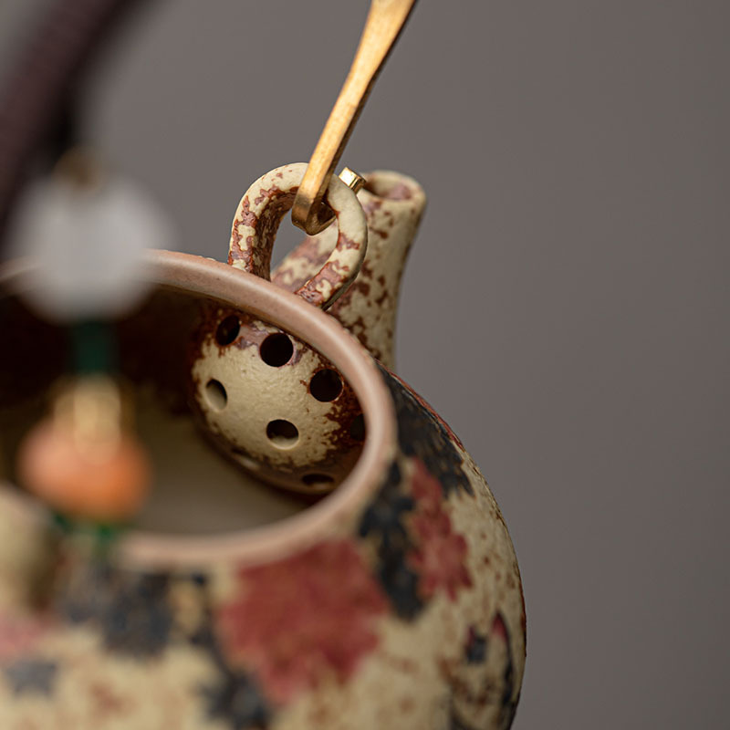 Heat-Resistant Pear-Shaped Beam Teapot - Blue and White Fire Stone Red Kitten Pattern Ceramic Teapot, Traditional Chinese Teapot Perfect as Gift