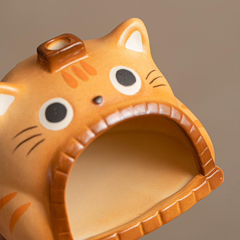 Cute Cat Ceramic Incense Burner Fireplace - Cartoon Smudge Bowl for Sage Palo Santo Cedar Lavender, Decorative Aromatherapy Holder for Home & Gift