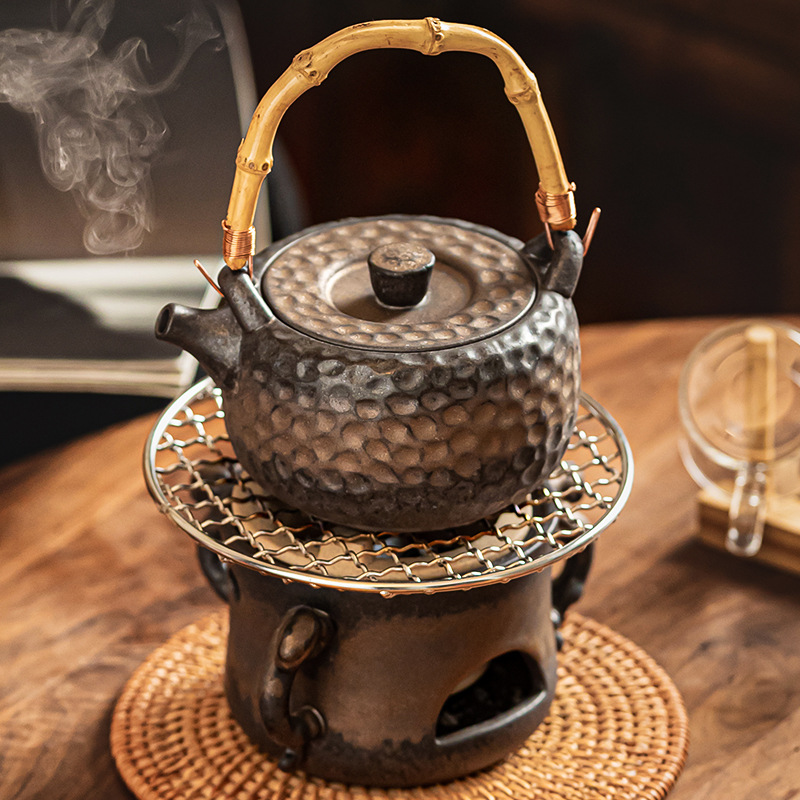 TEAGIFT Ceramic Clay Charcoal Tea Stove – Vintage Kung Fu Tea Boiler with Ceramic Kettle, Health-Preserving Pot for Home Tea Room