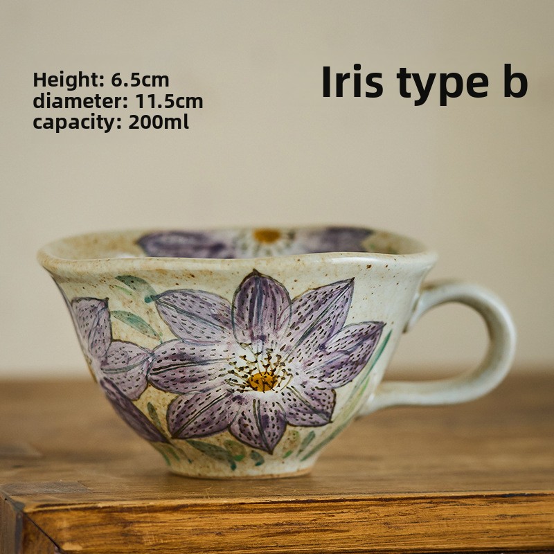 Taomeiji Neo-Chinese Style Handmade Ceramic Mug – Hand-Painted Sunflower Coffee Cup, Small Capacity Couple Mugs for Daily Use