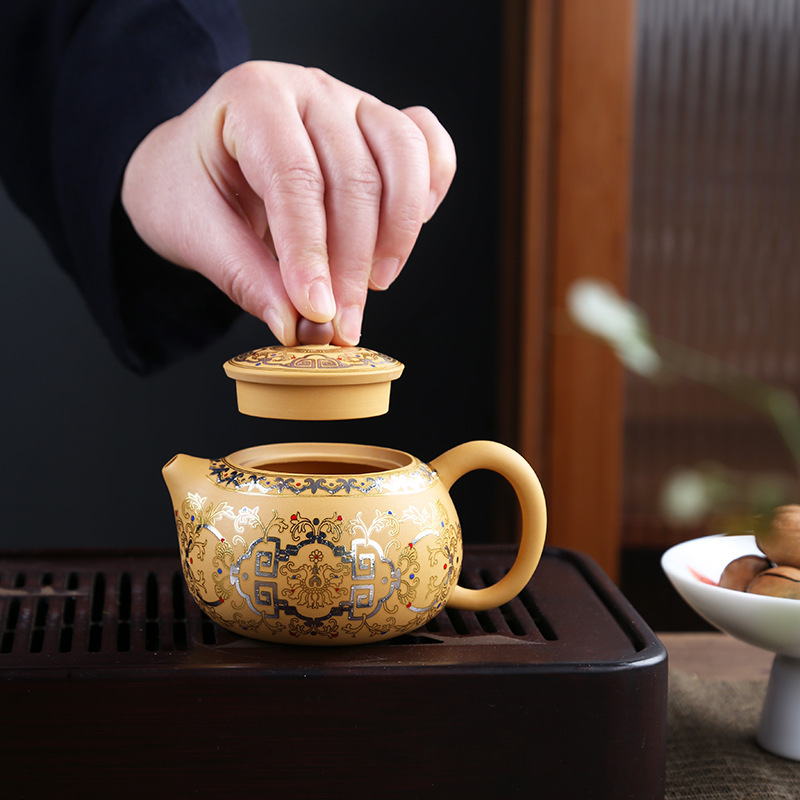 TEAGIFT Raw Ore Green Clay Yixing Teapot – High-End Phoenix Song Xishi Teapot, 1 Pot 2 Cups Chinese Style Kung Fu Tea Set for Home