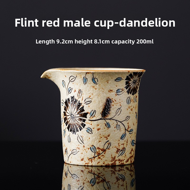 TEAGIFT Blue and White Porcelain Firestone Red Fair Cup – Gold-Outlined Ceramic Tea Divider, High-End Tea Ceremony Accessory for Home Kung Fu Tea Set