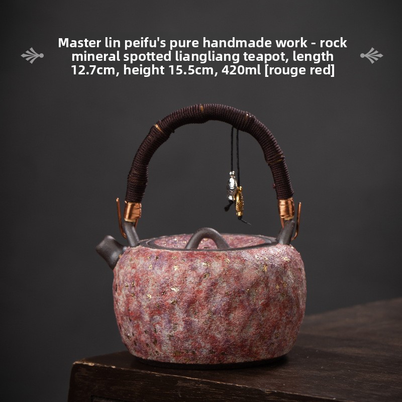 Lin Peifu Rock Mine Old Rock Mud Teapot Pure Handmade Handle Teapot Tea Brewing Pot Charcoal Pot Water Boiling Teapot Tea Warmer