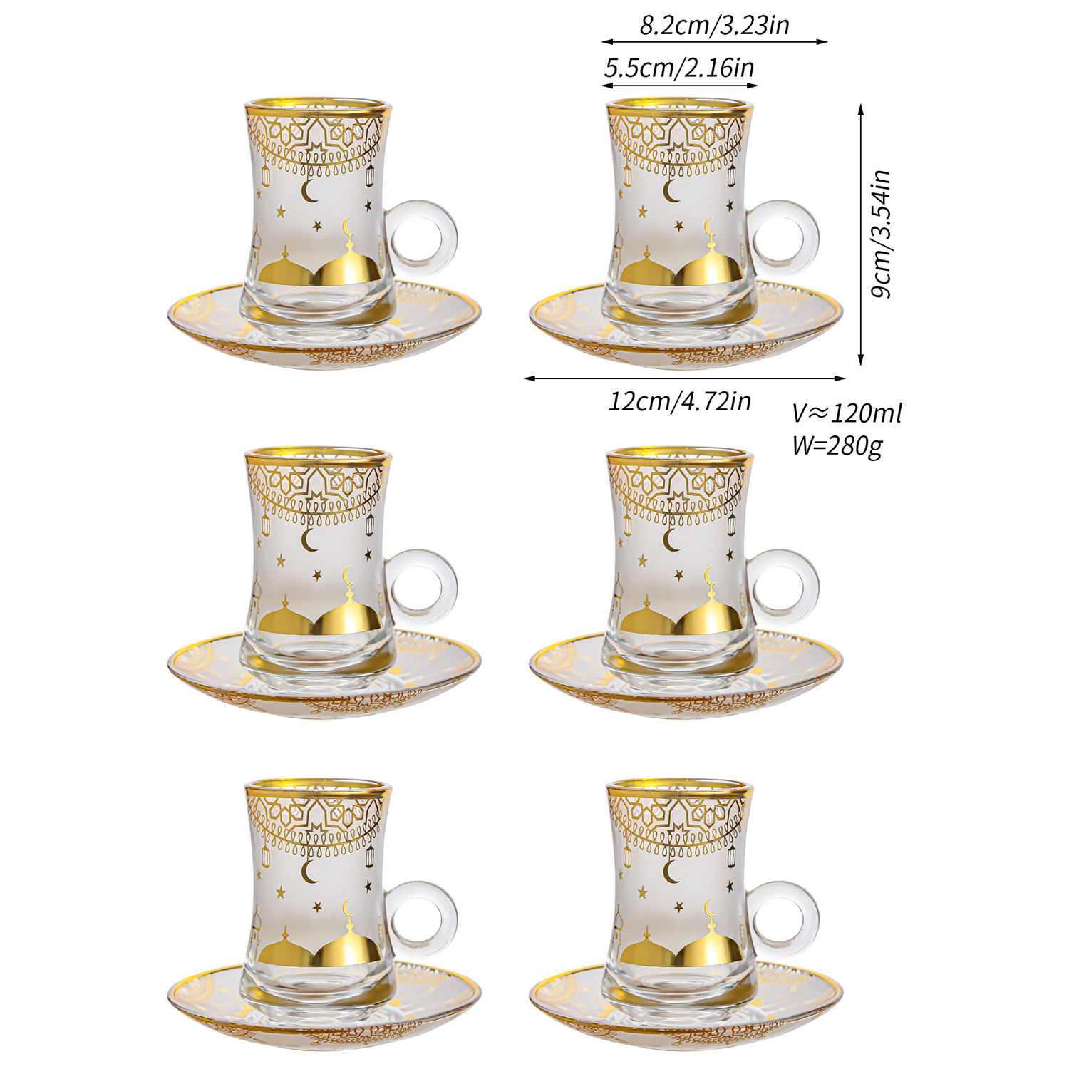 GLOBALGLASS Cross-Border Creative Transparent Glass Cup – Gold Foil Embossed Flower Coffee Cup, Latte Mug for Home & Gift