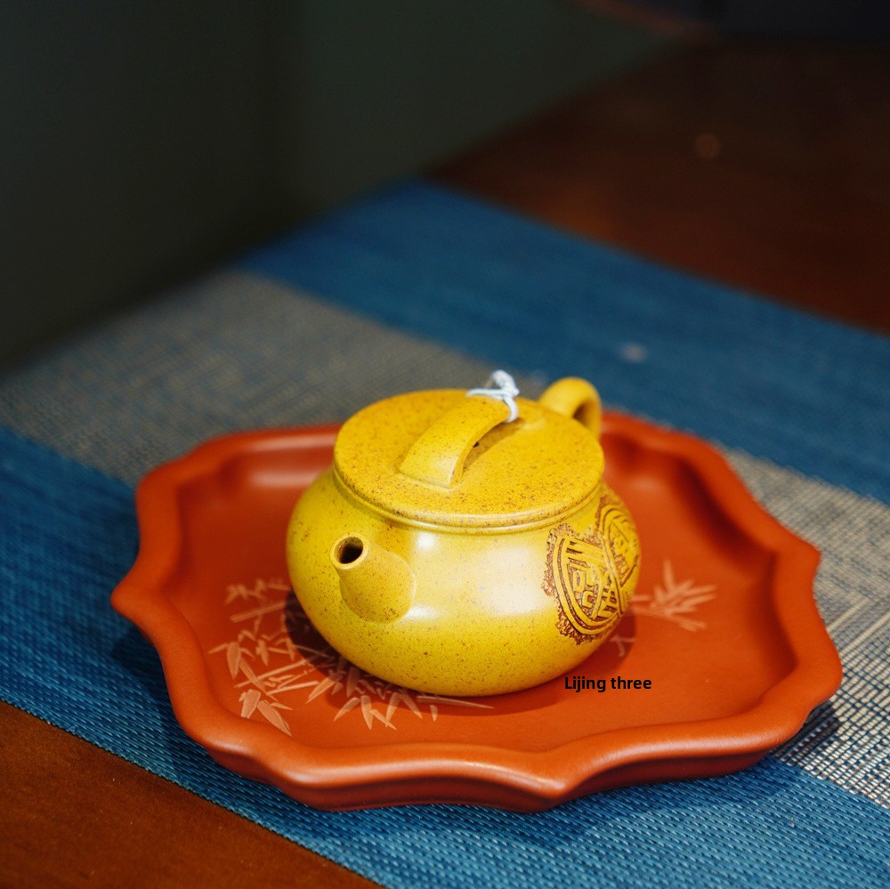 Master Handmade Yixing Purple Clay Teapot - Golden Duan Ni Clay Ancient Style Xiao Shipiao Pot, Premium Gift Tea Set for Connoisseurs