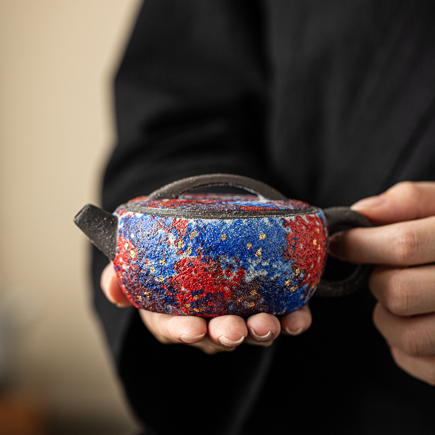 Master Lin Houtang Handmade Rock Mineral Coarse Pottery Teapot - Vintage Kung Fu Tea Infuser with Strainer, Luxury Gift Box Packaging