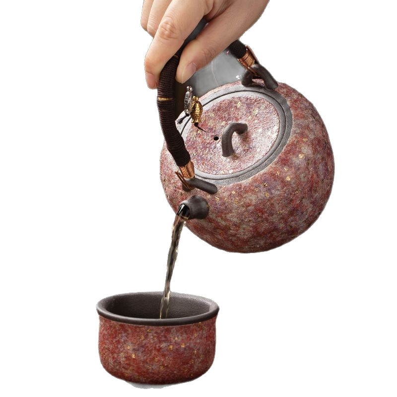 Lin Peifu Rock Mine Old Rock Mud Teapot Pure Handmade Handle Teapot Tea Brewing Pot Charcoal Pot Water Boiling Teapot Tea Warmer