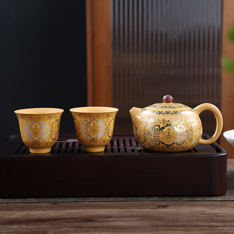 TEAGIFT Raw Ore Green Clay Yixing Teapot – High-End Phoenix Song Xishi Teapot, 1 Pot 2 Cups Chinese Style Kung Fu Tea Set for Home