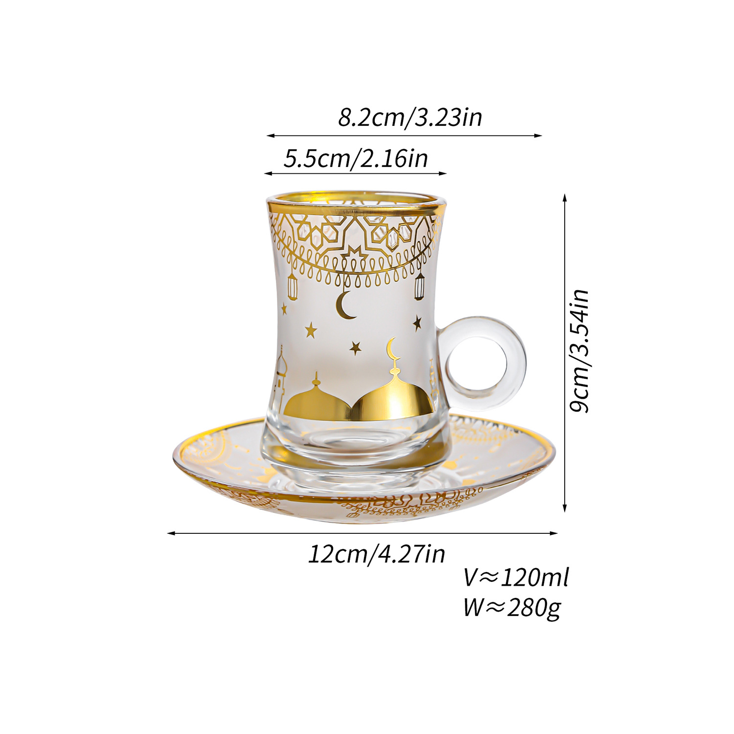 GLOBALGLASS Cross-Border Creative Transparent Glass Cup – Gold Foil Embossed Flower Coffee Cup, Latte Mug for Home & Gift