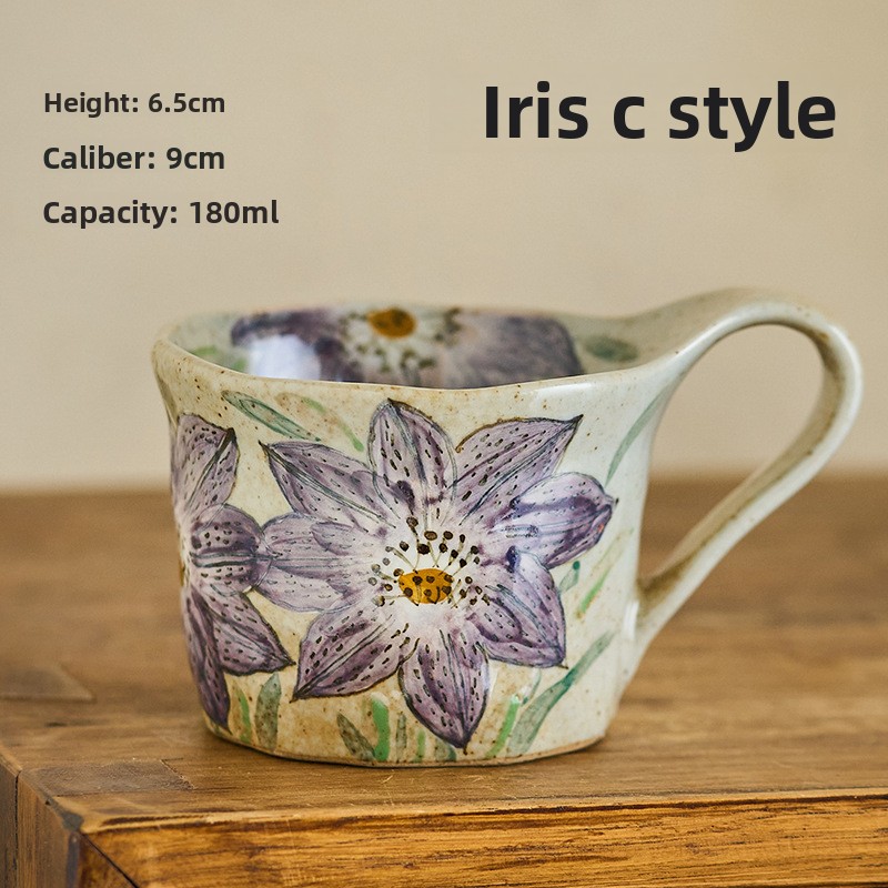 Taomeiji Neo-Chinese Style Handmade Ceramic Mug – Hand-Painted Sunflower Coffee Cup, Small Capacity Couple Mugs for Daily Use