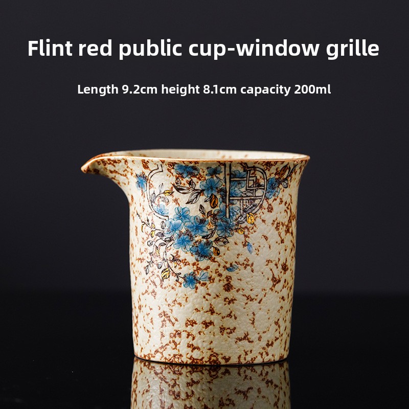 TEAGIFT Blue and White Porcelain Firestone Red Fair Cup – Gold-Outlined Ceramic Tea Divider, High-End Tea Ceremony Accessory for Home Kung Fu Tea Set