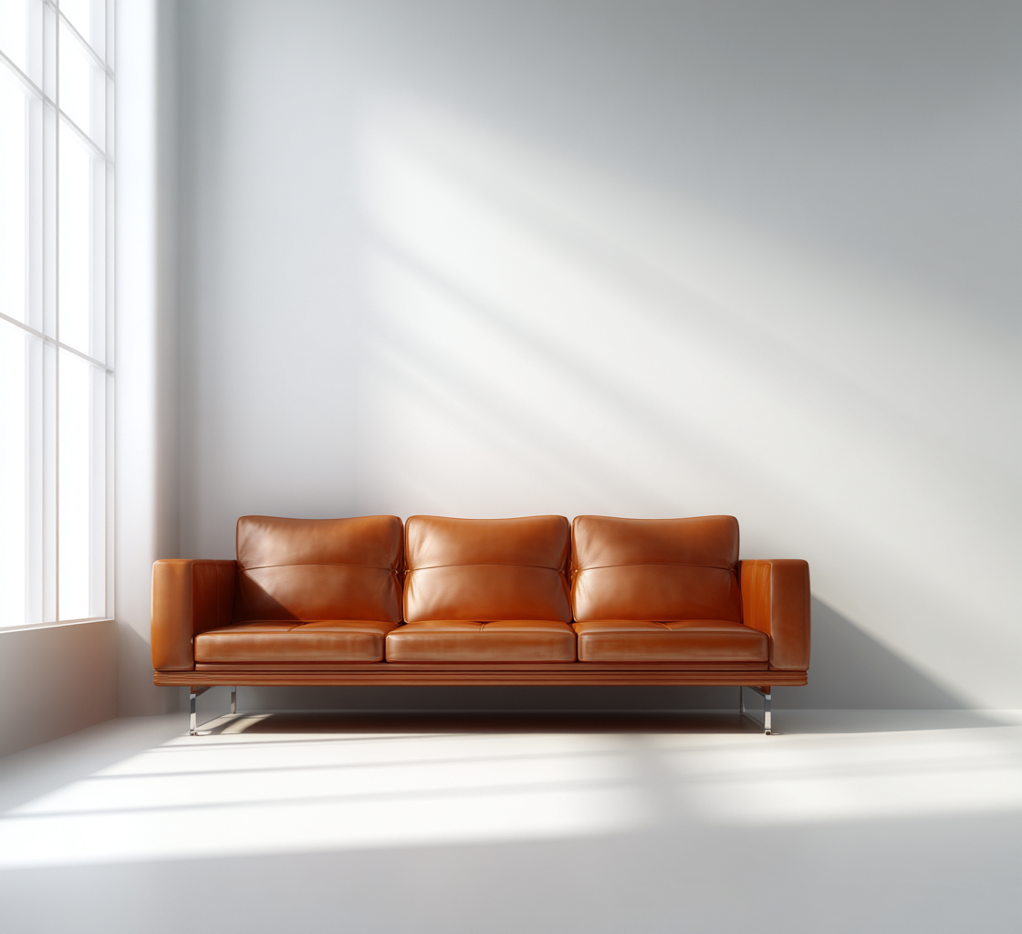 Divano lineare pelle 215x88x82 cm - marrone - design moderno-Havenilo