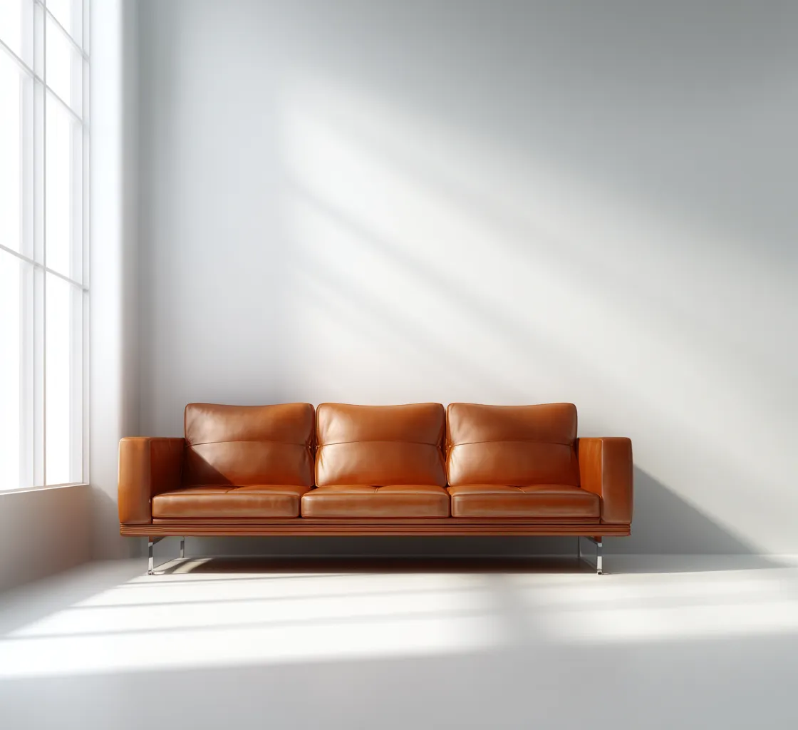 Divano lineare pelle 215x88x82 cm - marrone - design moderno-Havenilo