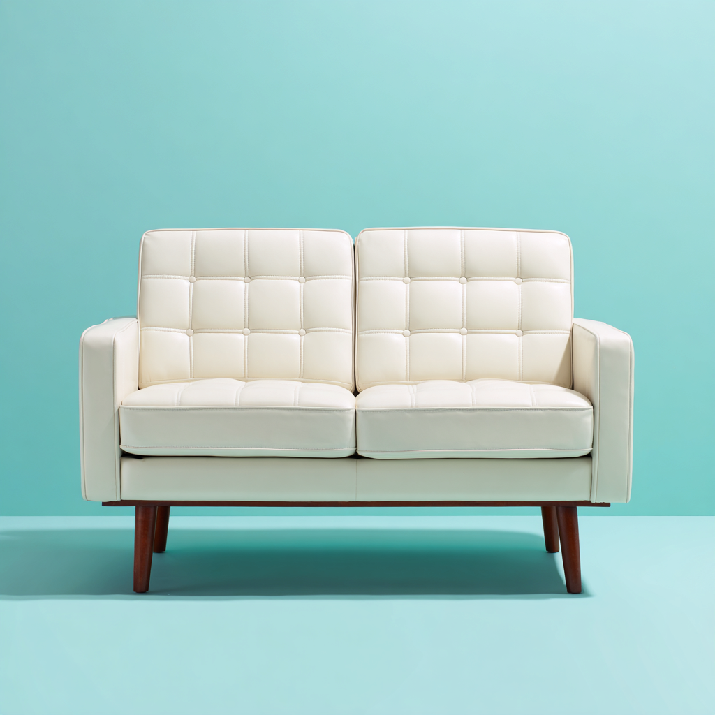 Divano lineare pelle sintetica 145x80x84 cm - bianco - design moderno-Havenilo