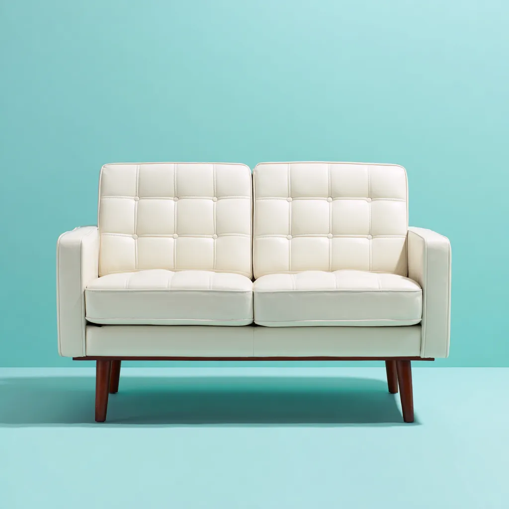 Divano lineare pelle sintetica 145x80x84 cm - bianco - design moderno-Havenilo