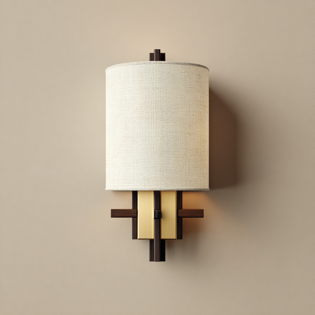 Applique in metallo e tessuto 16x12x38 cm Oro-Marrone-Beige per ambiente interno - design moderno-Havenilo