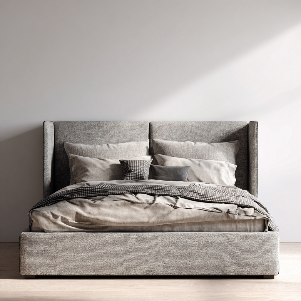 Letto matrimoniale tessuto 210x170x120 cm - grigio chiaro - per camera - design moderno-Havenilo