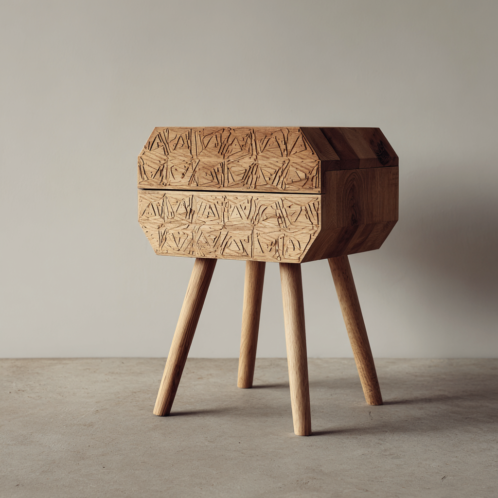 Comodino in legno 48x35x62 cm - legno naturale - stile artigianale adatto per camera da letto-Havenilo